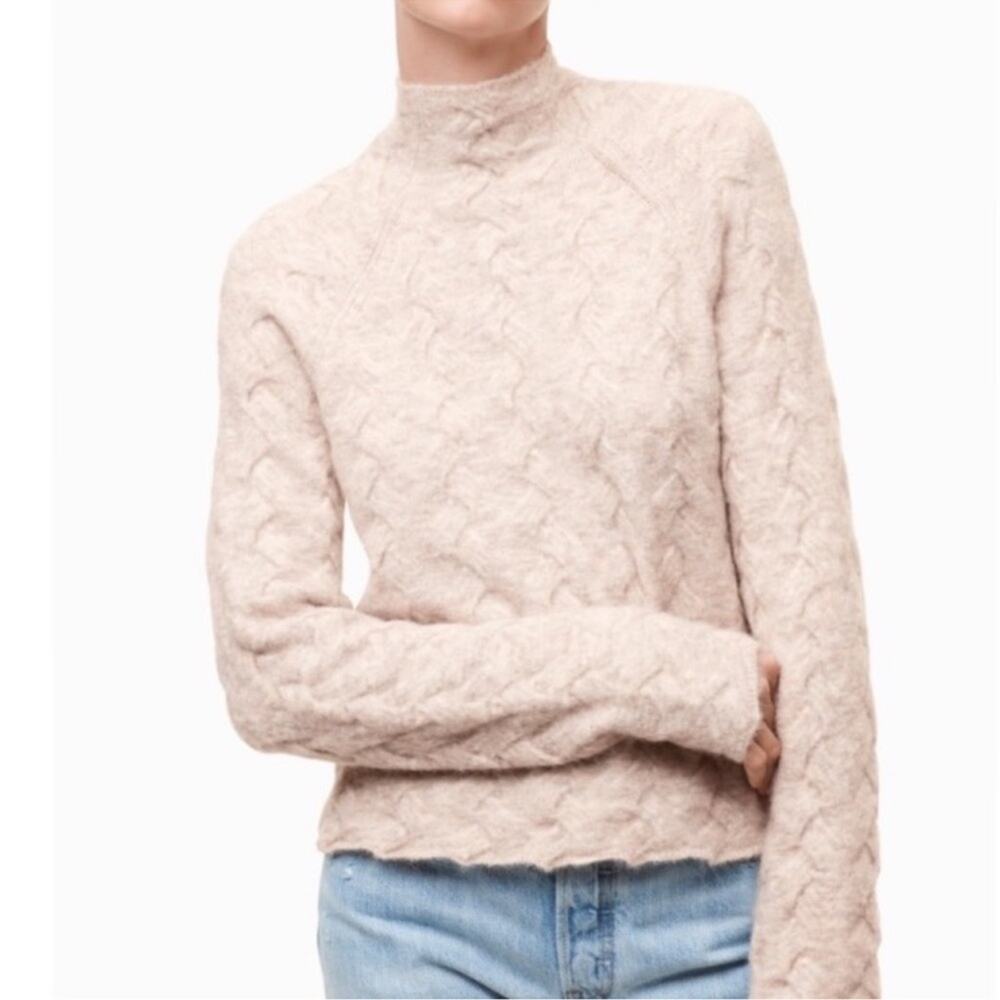 Aritzia Wilfred Free Mical Sweater Oatmeal sz XS Alpaca Wool Blend Turtleneck - Picture 9 of 10